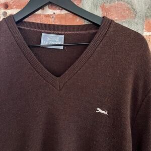 VTG Le Tigre Men's Brown V-Neck Sweater M 18x27